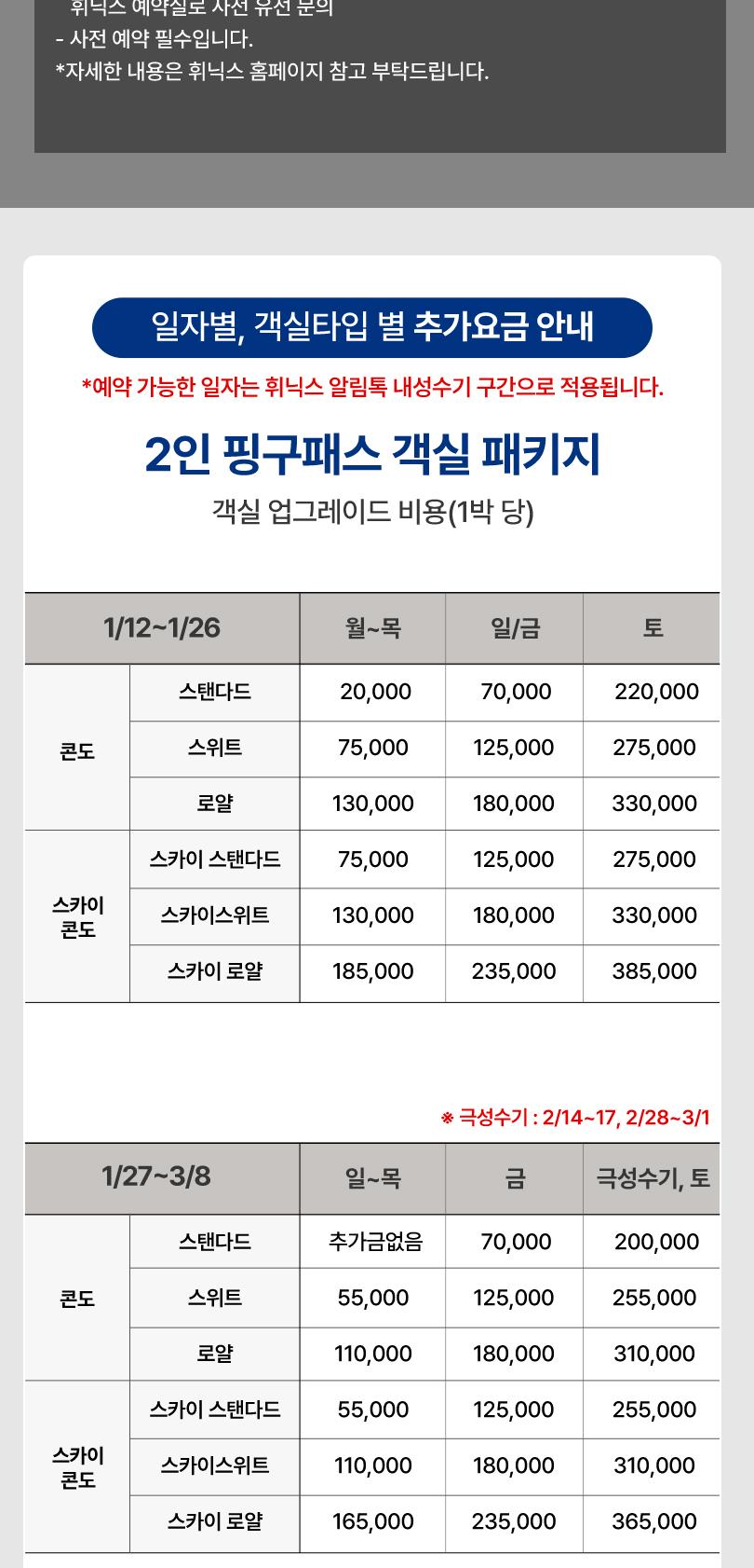 26/27 휘닉스파크 리프트권/렌탈PKG/스노우빌리지/객실PKG
