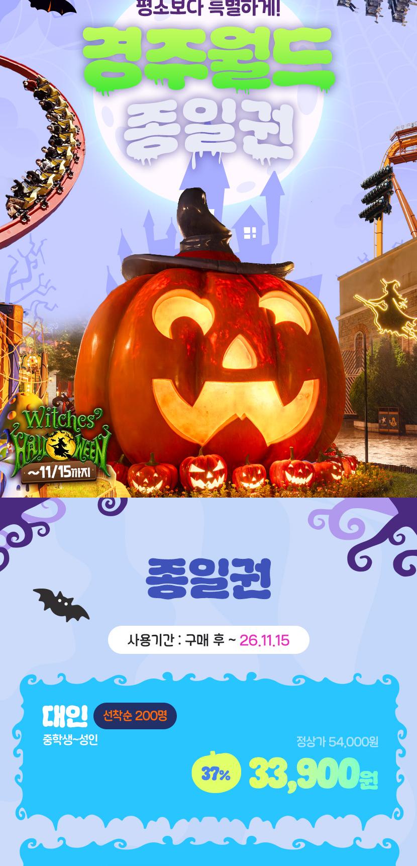 [NOL숏폼특가] 경주월드 종일권(옵션별상이)